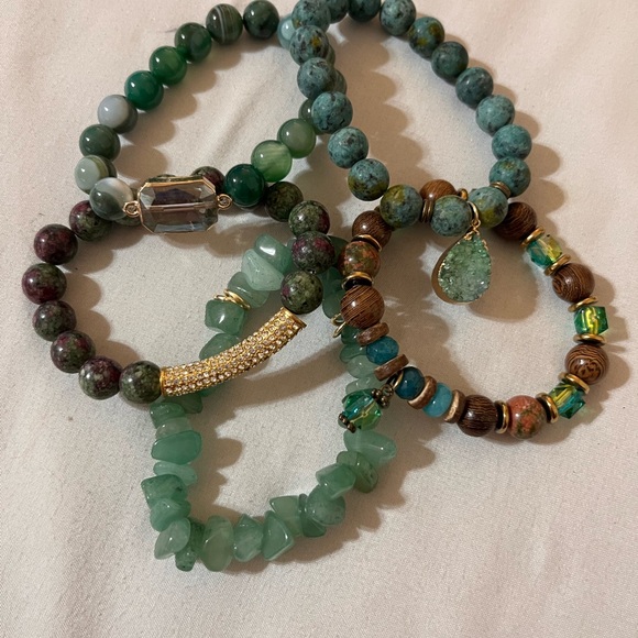 5pcs Boho Beaded Crystal Bracelet Set, Stackable Multi-Layer Handmade Stretch - Picture 10 of 11